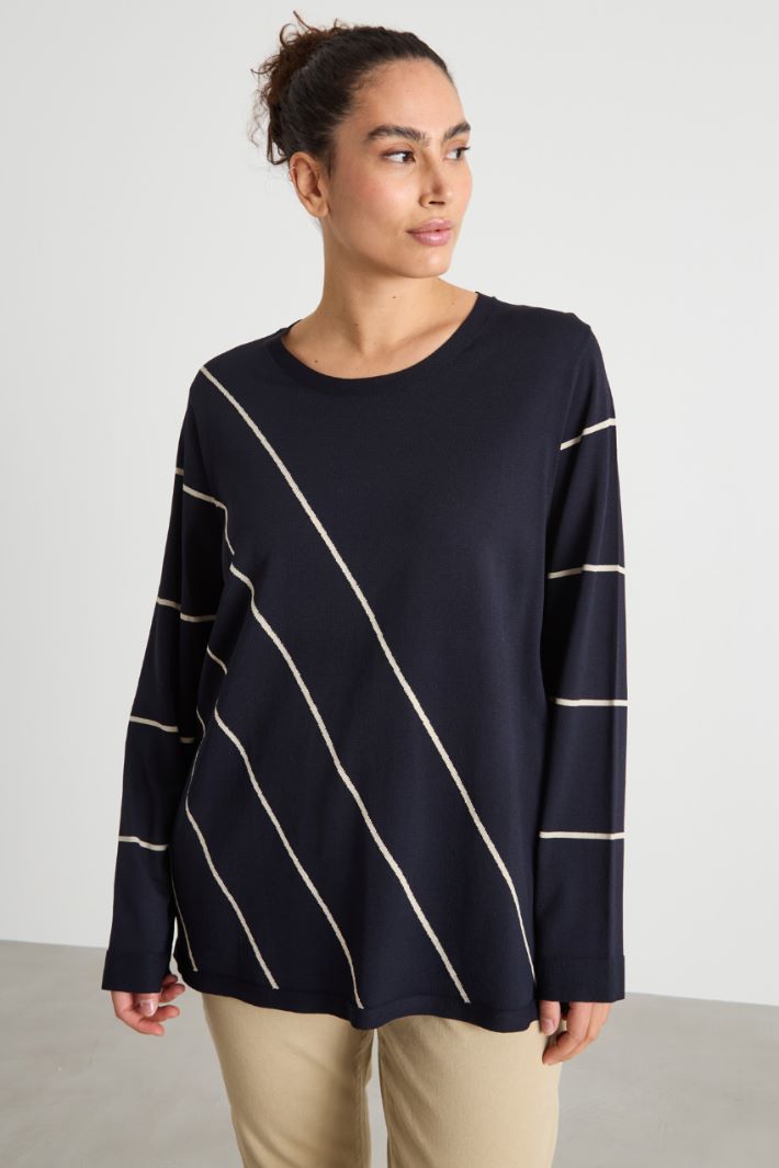Oversized contrast-intarsia jumper Intrend - 2