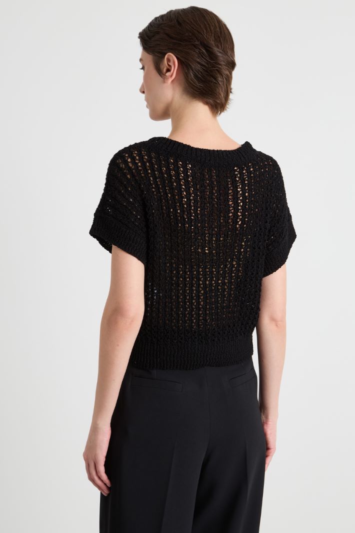 Cropped open-knit top Intrend - 4