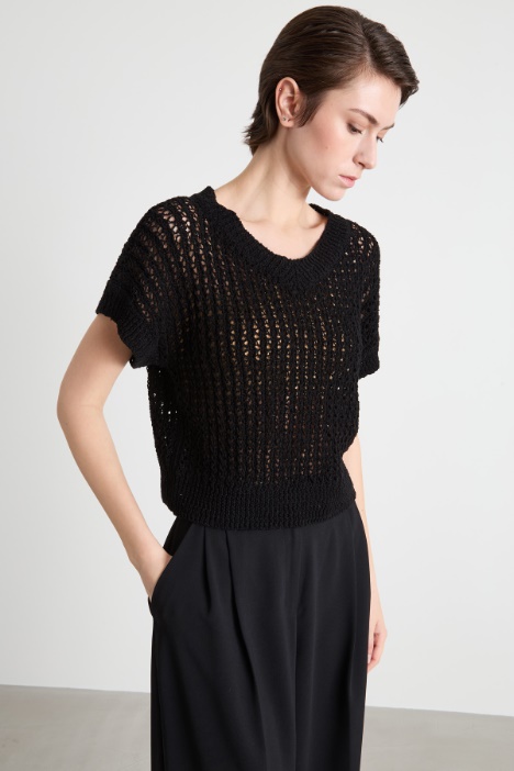 Cropped open-knit top Intrend
