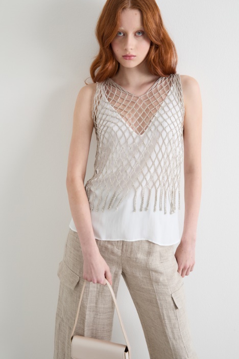 Fringed sleeveless top Intrend