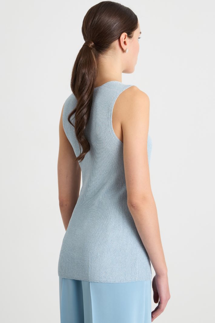 Fitted laminated-knit top Intrend - 4