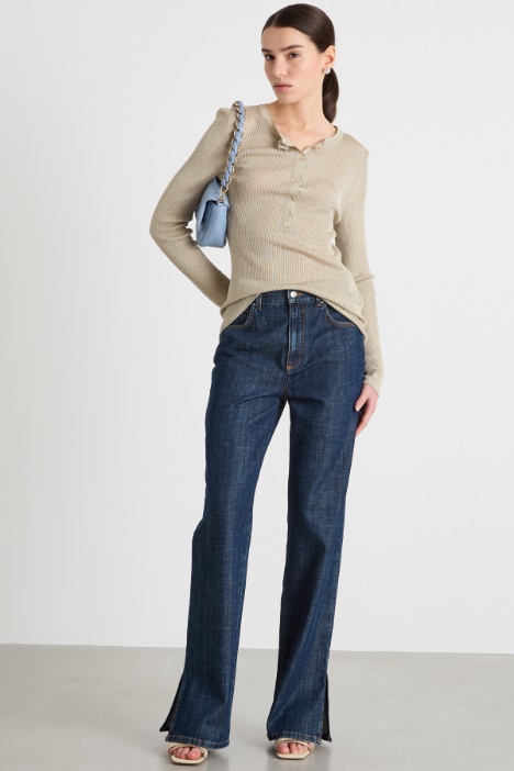 Laminated Henley top Intrend