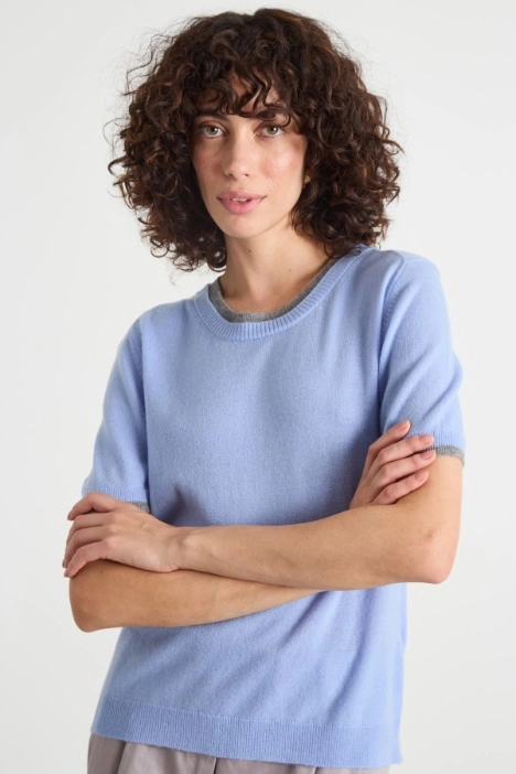 Short-sleeved cashmere blend jumper - Intrend