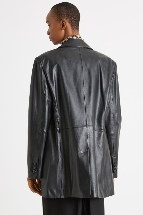 Chaqueta de piel sin cierre