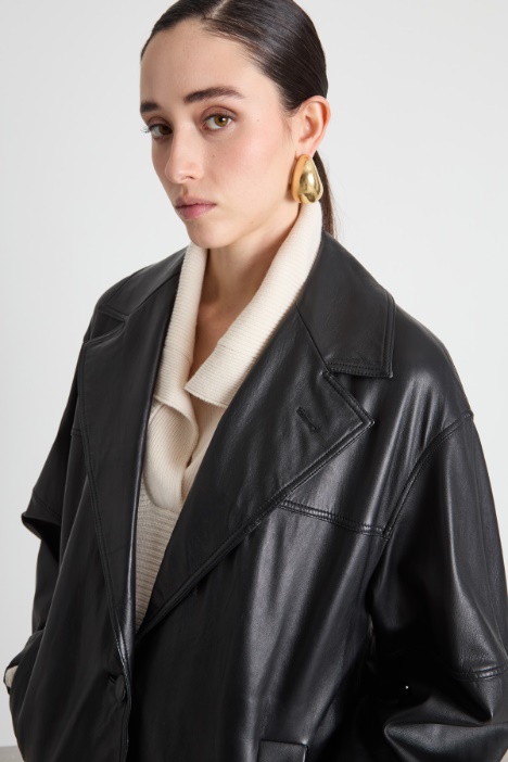 Chaqueta oversize de piel