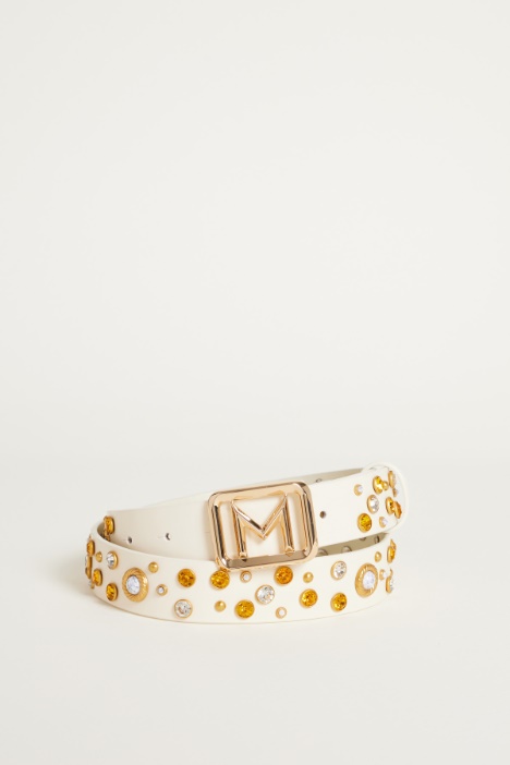 Embellished coated fabric belt Intrend