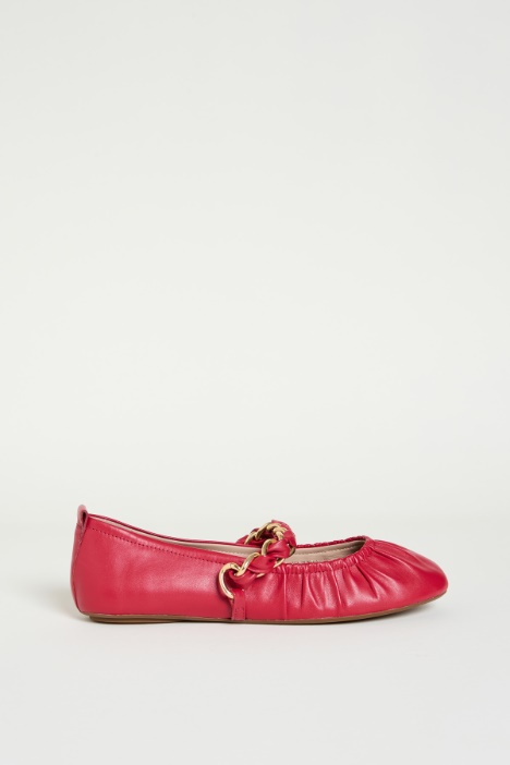 Chain-detail nappa leather ballet flats Intrend