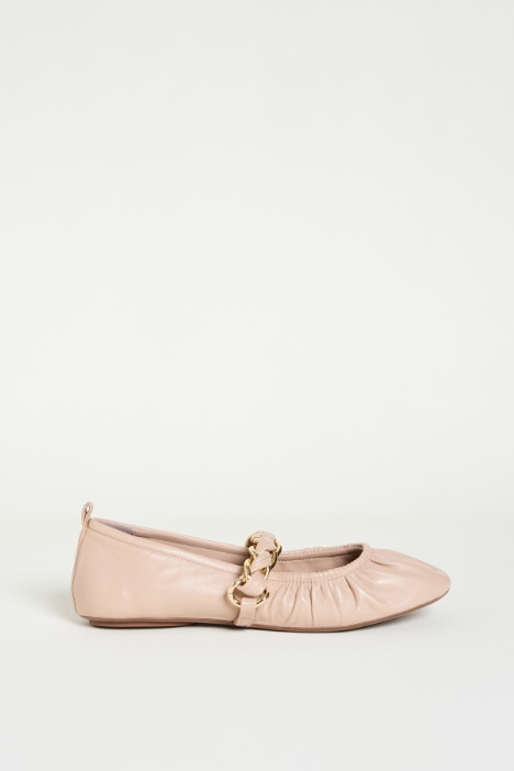 Chain-detail nappa leather ballet flats Intrend