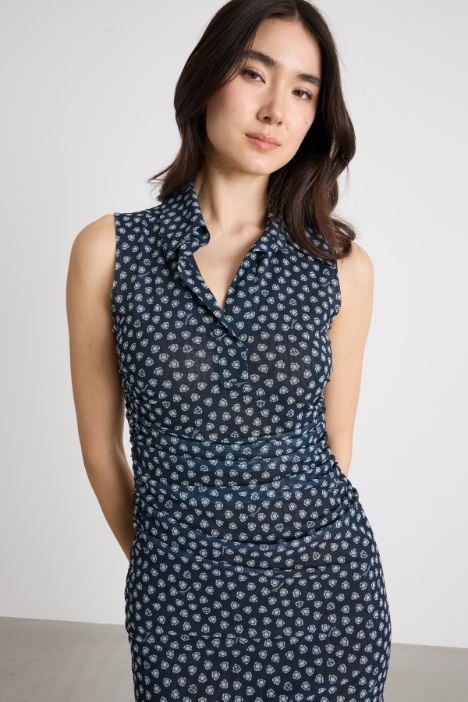 Abito a polo in jersey tulle