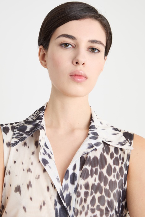 Abito a polo in jersey tulle