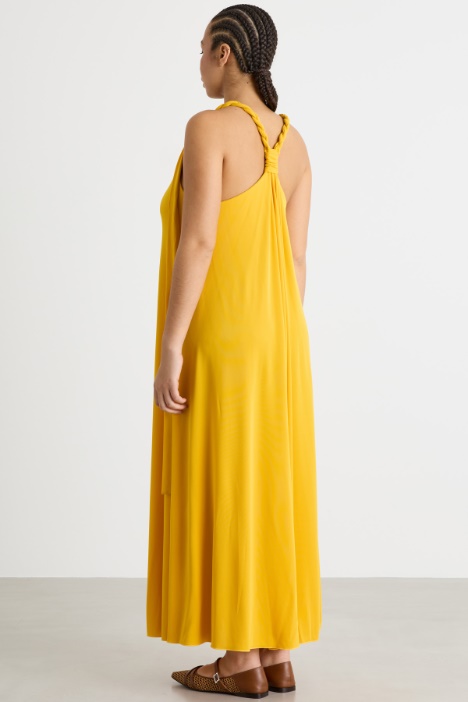 Vestido amplio de punto con tirantes estilo torchón