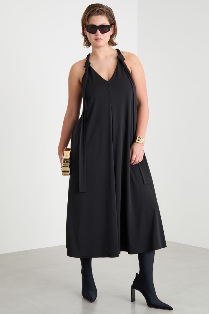 A-line jersey dress with twisted straps Intrend