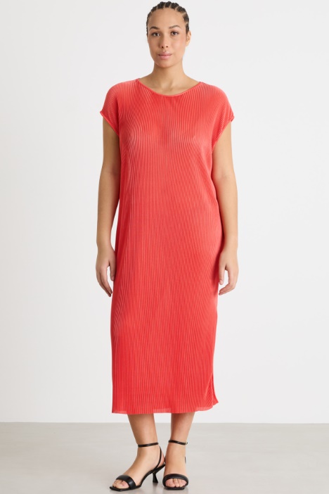 Abito midi in jersey plissé