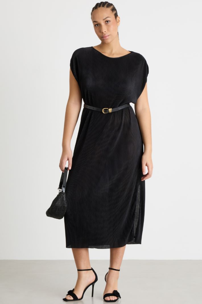 Abito midi in jersey plissé Intrend