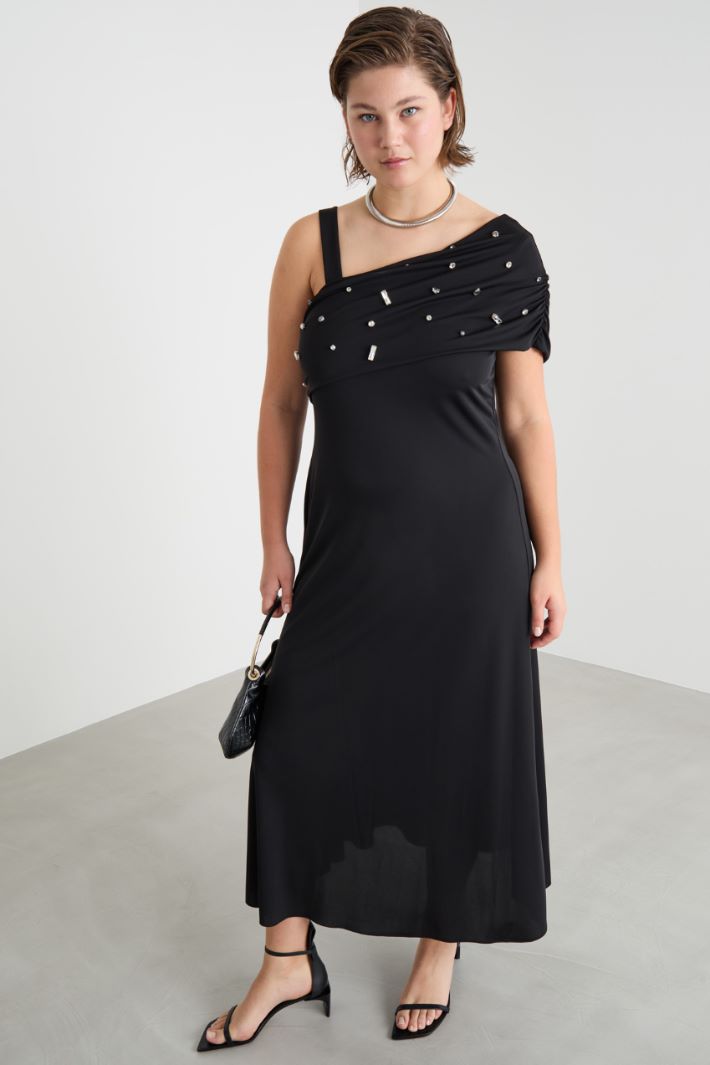 Embellished one-shoulder jersey dress Intrend - 2