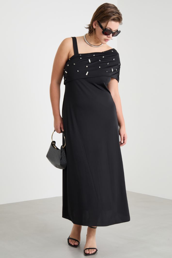 Embellished one-shoulder jersey dress Intrend