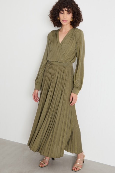 Abito incrociato con gonna plissé