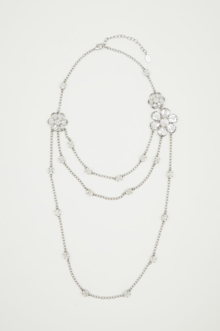 Long necklace with crystal flowers Intrend