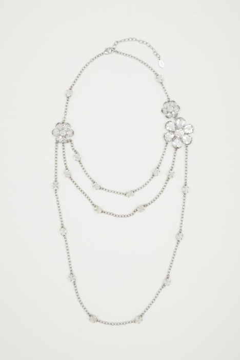 Long necklace with crystal flowers Intrend