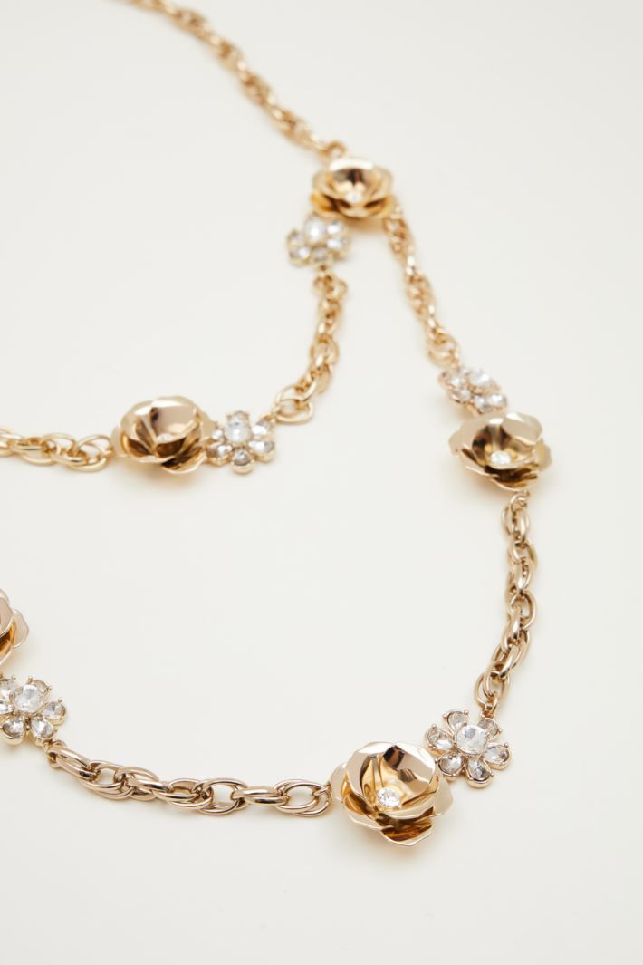 Collana lunga con fiori e strass Intrend - 2