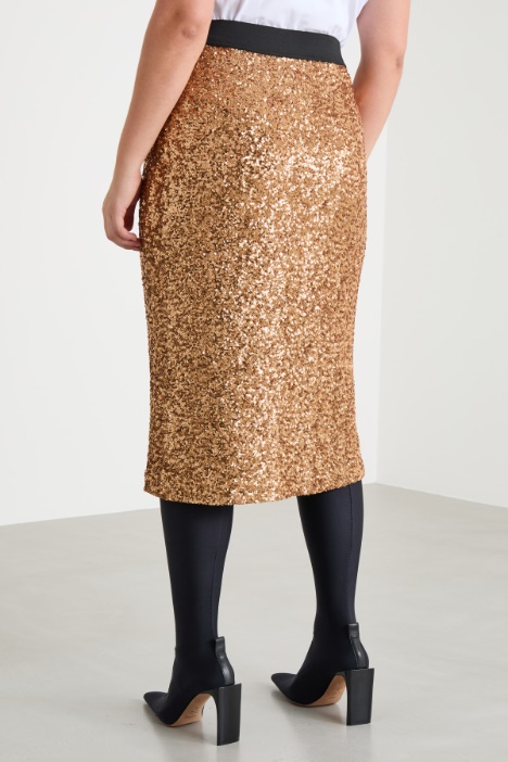 Gonna in tulle ricamato con paillettes