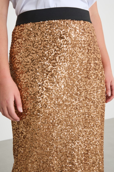 Gonna in tulle ricamato con paillettes