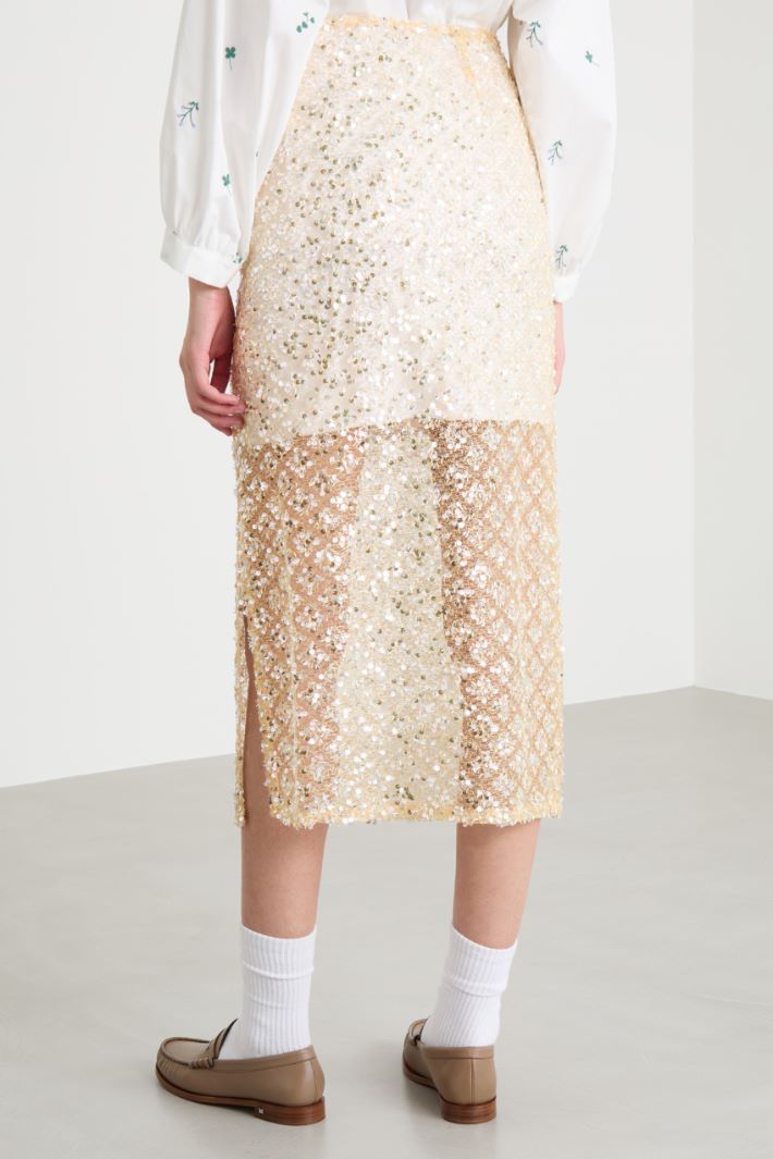Sequin-embroidered mesh skirt Intrend - 4
