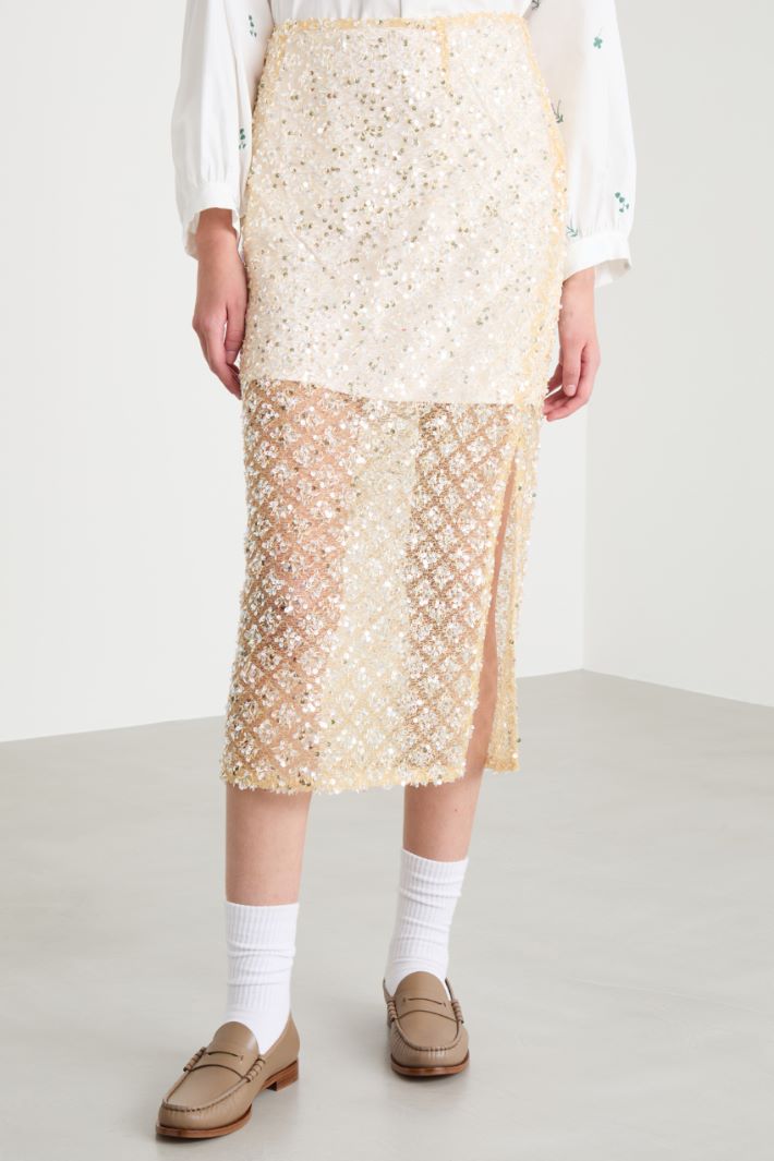 Sequin-embroidered mesh skirt Intrend - 2