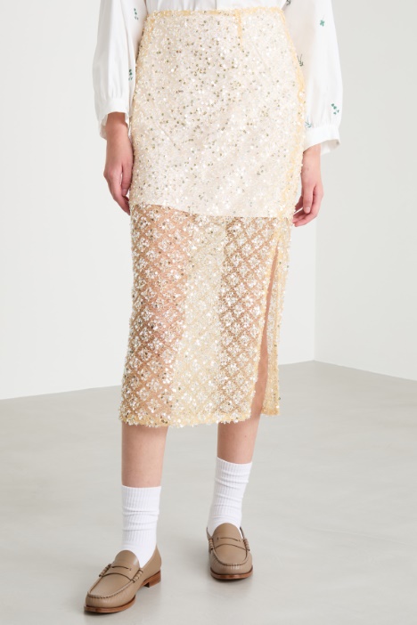 Gonna in rete con paillettes