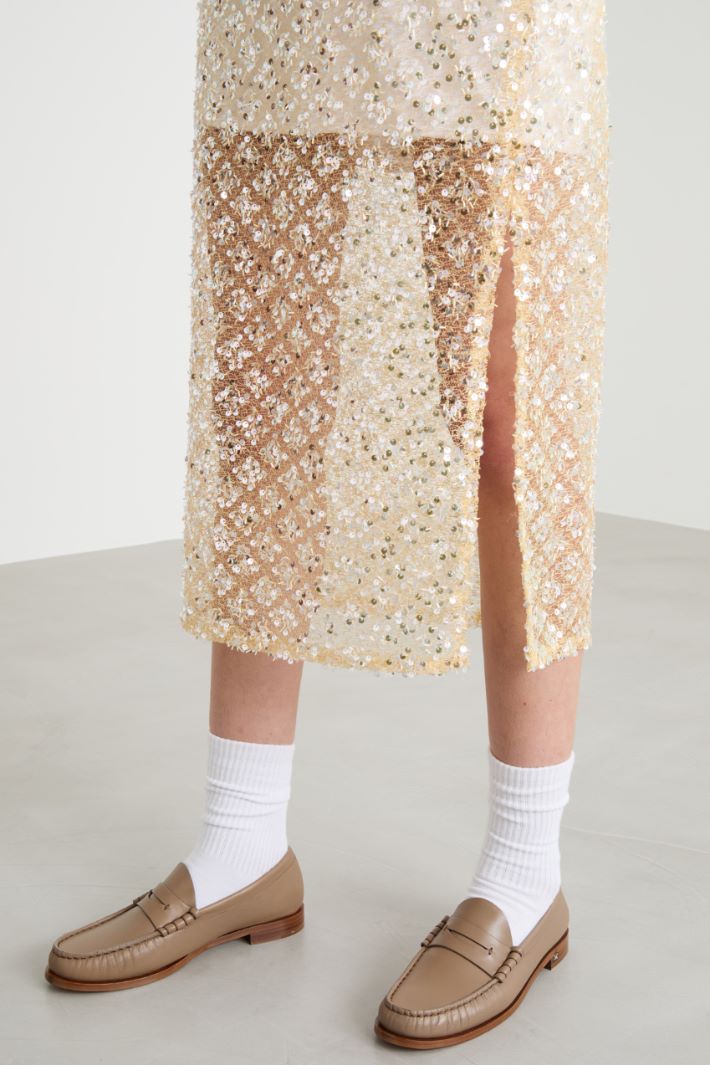 Sequin-embroidered mesh skirt Intrend - 3