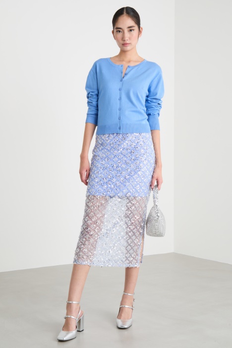 Sequin-embroidered mesh skirt Intrend