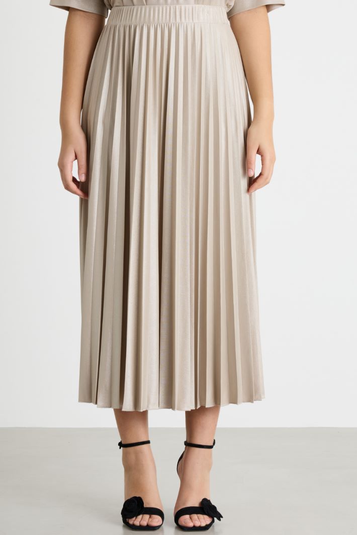 Laminated Jersey Plissé Skirt Intrend - 2