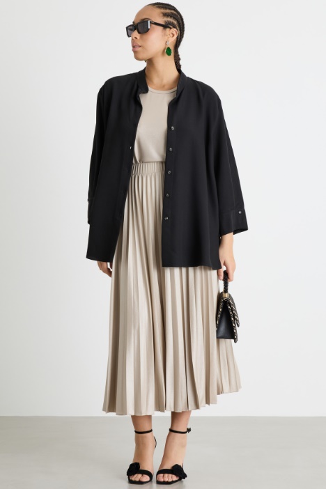 Laminated Jersey Plissé Skirt Intrend