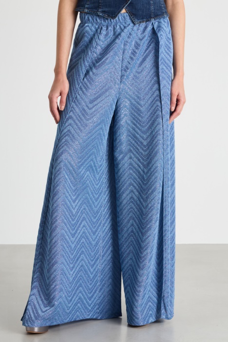 Pantalone in tessuto jacquard chevron