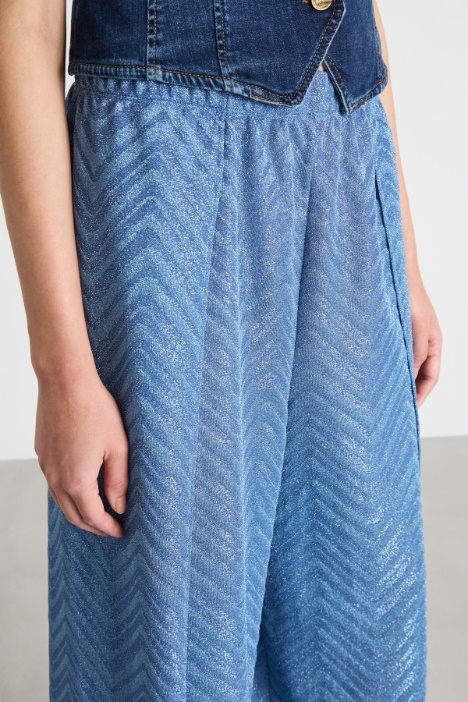 Pantalone in tessuto jacquard chevron