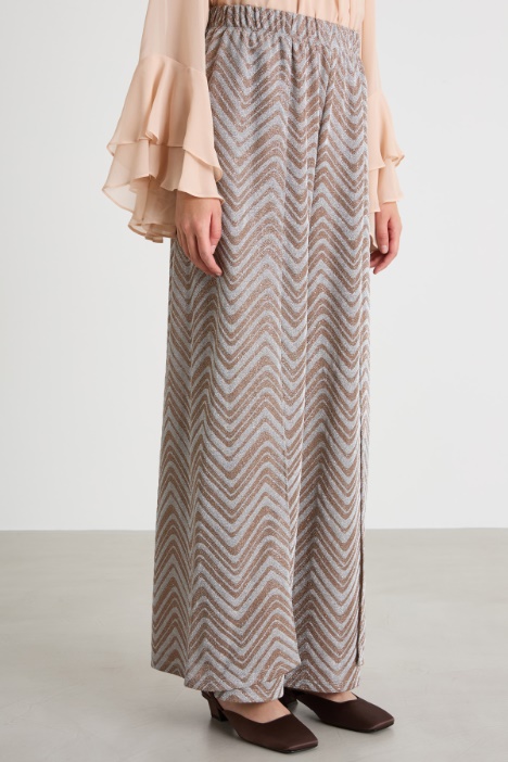 Pantalone in tessuto jacquard chevron