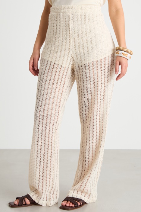 Pantalone in jersey crochet