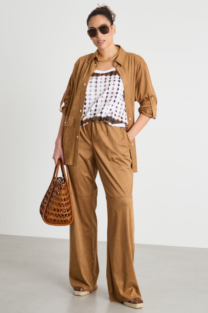 Velvet-Finish Jersey Trousers Intrend