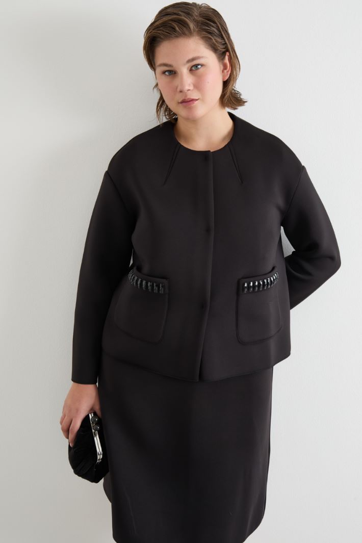 Jacket in structured fabric with embroidery Intrend - 2