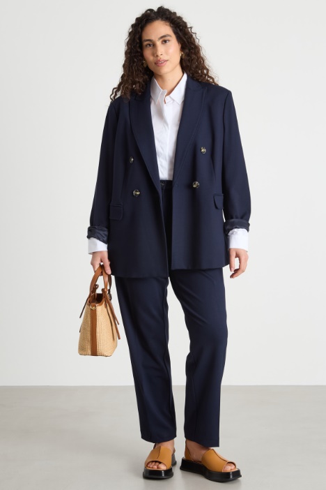 Double-Breasted Compact-Knit Jersey Blazer Intrend