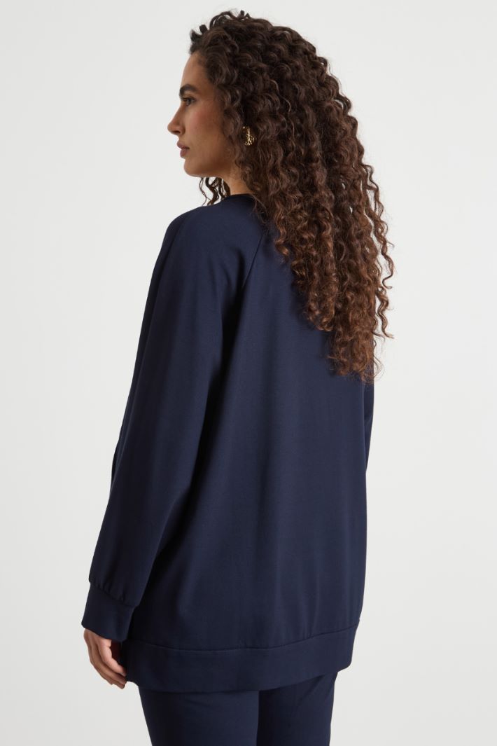 Diagonal-zip jersey sweatshirt Intrend - 4