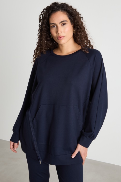 Felpa in jersey con zip diagonale Intrend