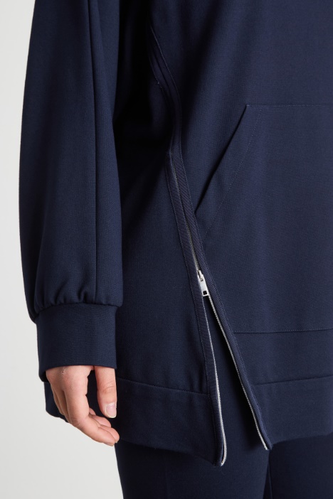 Felpa in jersey con zip diagonale