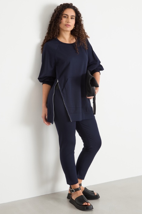 Diagonal-zip jersey sweatshirt Intrend