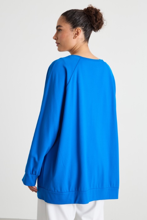 Felpa in jersey con zip diagonale