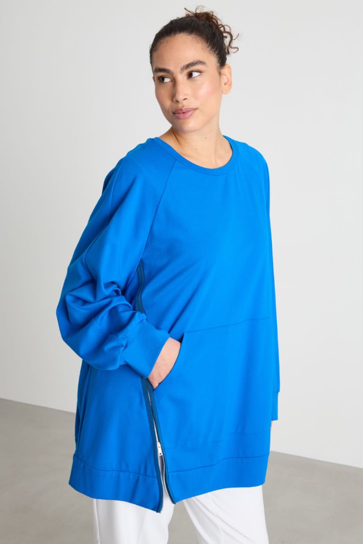 Diagonal-zip jersey sweatshirt Intrend - 2