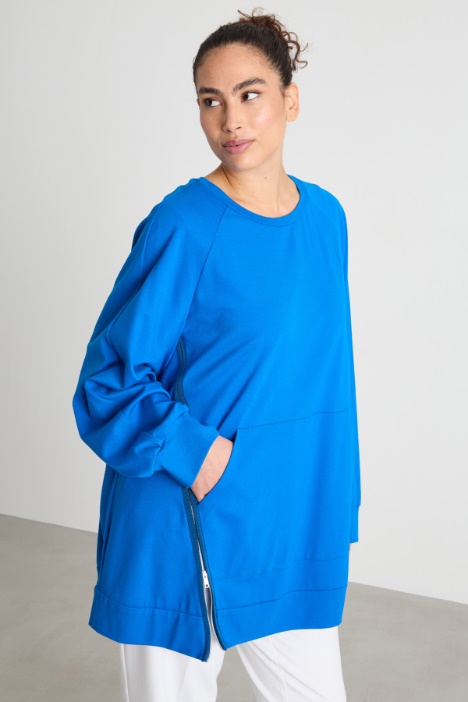 Felpa in jersey con zip diagonale Intrend