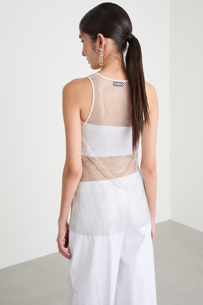 Rhinestone mesh vest top Intrend - 4