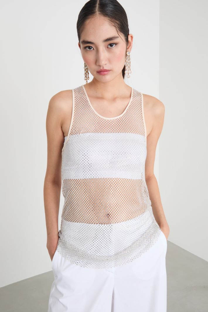 Rhinestone mesh vest top Intrend - 2