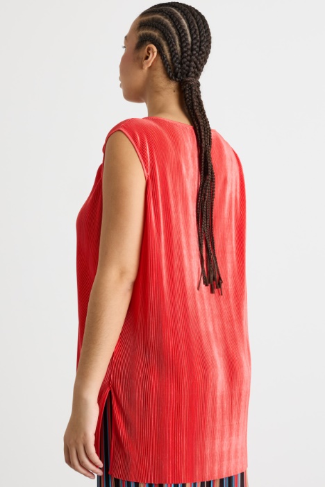 Top in jersey plissé